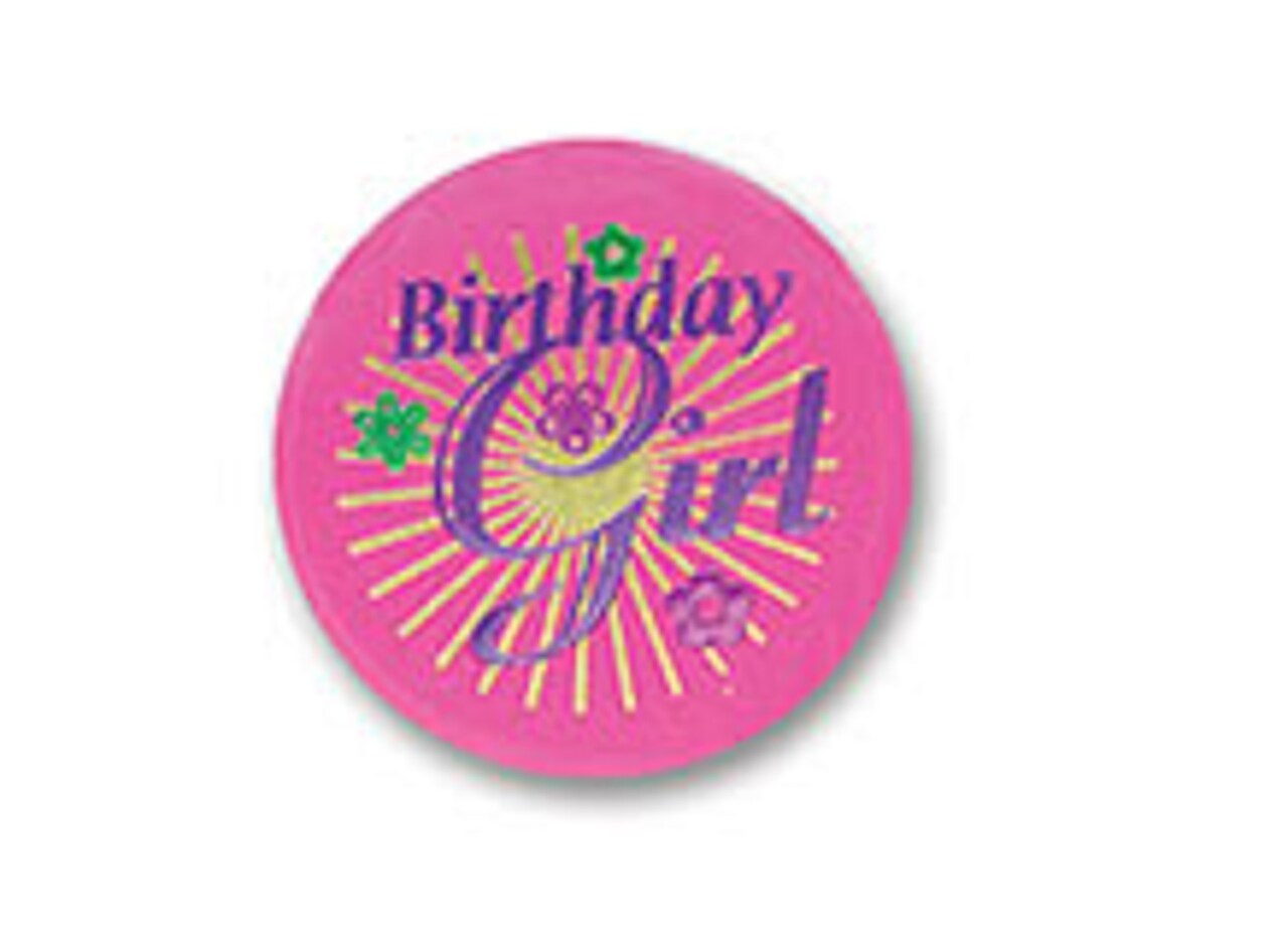 Beistle Pack of 6 Birthday Themed "Birthday Girl" Pink Satin Button Costume Accessories 2"